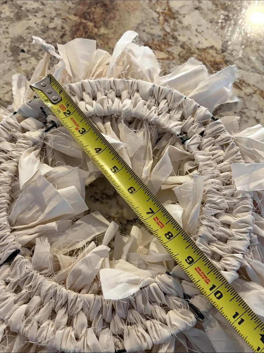 Handmade Cream Fabric Holiday Tag Wreath - Neutral Home Holiday Decor